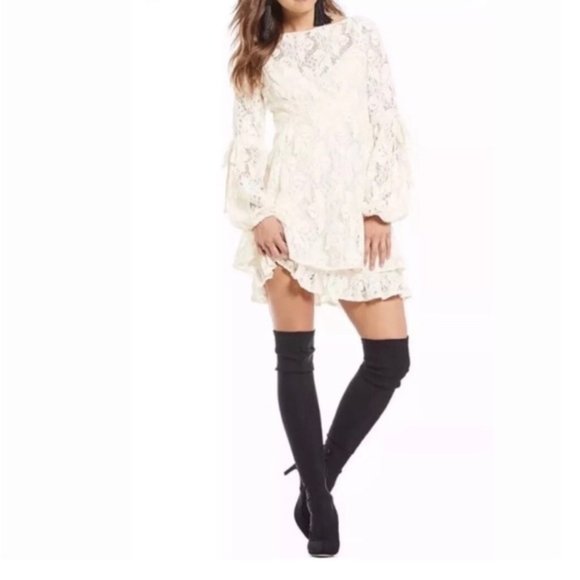 Free People Dresses & Skirts - Free People Ivory Ruby Crochet Lace Mini Dress